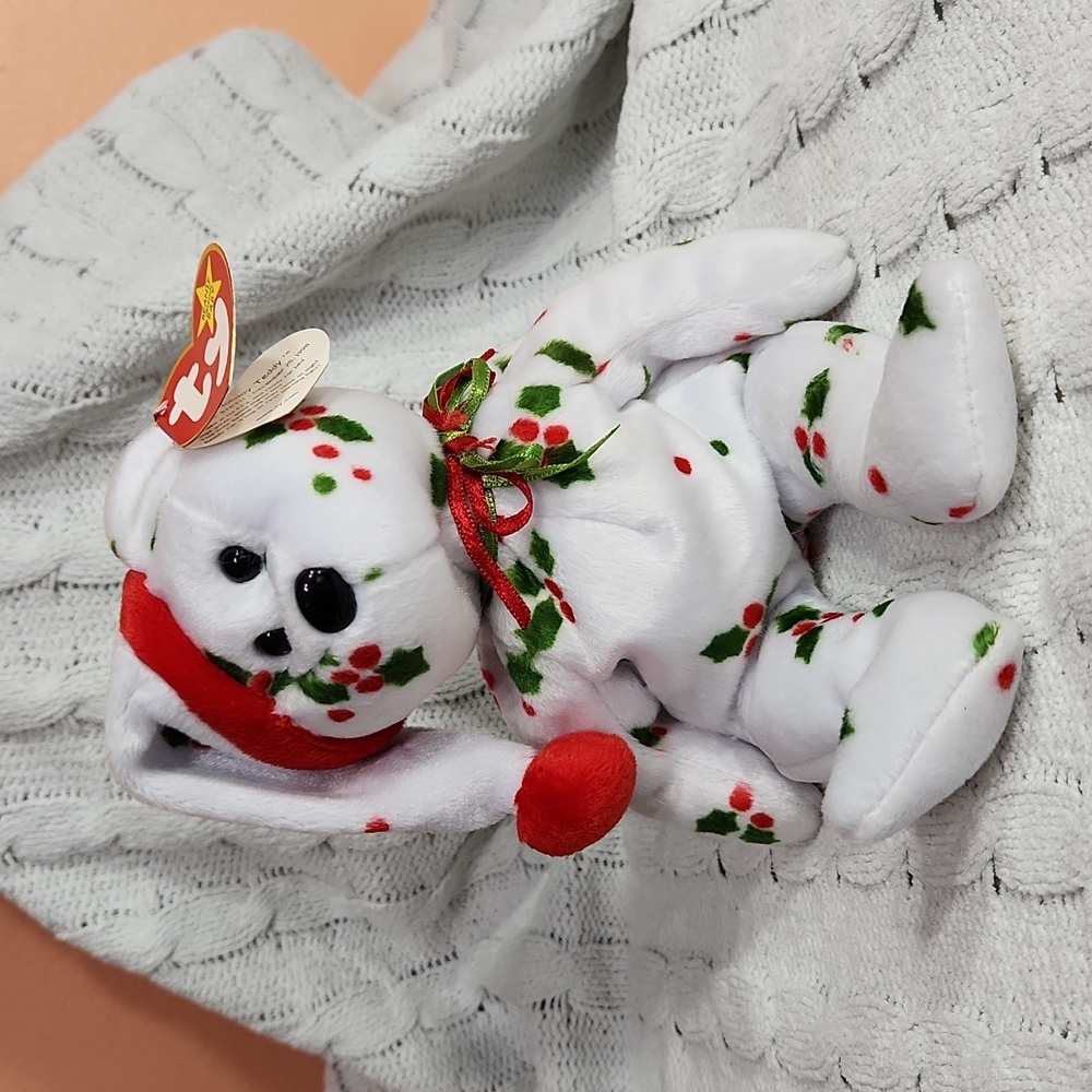 98" Ty Beanie Baby " Holiday Teddy " Bear, With Tags Attached
